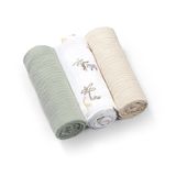 BabyOno, pieluszki muślinowe marszczone, super miękkie, zielone, 3 sztuki - miniaturka zdjęcia produktu