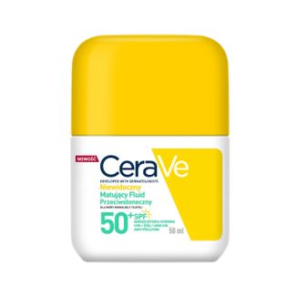 CeraVe, niewidoczny matujący fluid przeciwsłoneczny, skóra sucha, SPF 50+, 50 ml CeraVe, niewidoczny matujący fluid przeciwsłoneczny, skóra sucha, SPF 50+, 50 ml - zdjęcie produktu