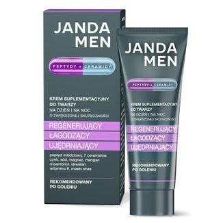 Janda Men, krem suplementacyjny do twarzy dla mężczyzn, Peptydy + ceramidy, 50 ml - zdjęcie produktu