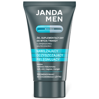 Janda Men, żel suplementacyjny do mycia twarzy dla mężczyzn, Magnez, 150 ml Janda Men, żel suplementacyjny do mycia twarzy dla mężczyzn, Magnez, 150 ml - zdjęcie produktu