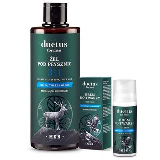 Zestaw Duetus For Men, nawilżający krem do twarzy, 50 ml + nawilżający żel pod prysznic 3w1, 300 ml - zdjęcie produktu