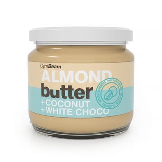 GymBeam Masło migdałowe z kokosem i białą czekoladą, 340 g - zdjęcie produktu