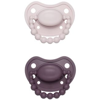 Luu Kids, smoczek uspokajający, 0-3 miesiące, pozycjonujący, silikonowy, Blueberry Shake i Sweet Plum, 2 sztuki - zdjęcie produktu