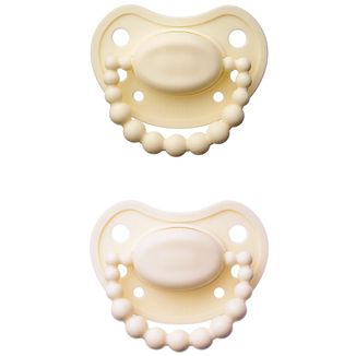 Luu Kids, smoczek uspokajający, od 6 miesiąca, pozycjonujący, silikonowy, Creamy Lemon i American Cream, 2 sztuki - zdjęcie produktu