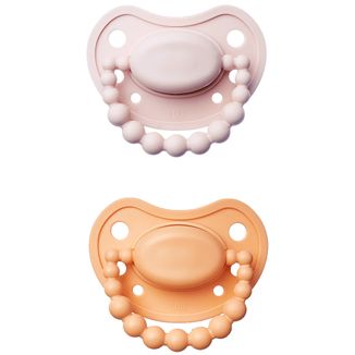 Luu Kids, smoczek uspokajający, od 6 miesiąca, pozycjonujący, silikonowy, Velvet Blush i Summer Apricot, 2 sztuki - zdjęcie produktu