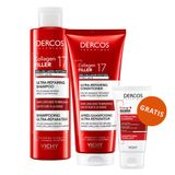 Zestaw Vichy Dercos Collagen 17 Filler Ultra-Repairing Treatment, ultraregenerujący szampon do włosów, 200 ml + odżywka, 200 ml + szampon wzmacniający włosy, 50 ml gratis - miniaturka zdjęcia produktu