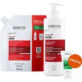 Zestaw Vichy Dercos Energy+, szampon wzmacniający włosy, 400 ml + zapas, 400 ml + Vichy Dercos Anti Dandruff DS, szampon przeciwłupieżowy, 50 ml gratis - miniaturka zdjęcia produktu