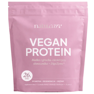 Natu Care Vegan Protein, białko, smak białej czekolady i maliny, 525 g - zdjęcie produktu