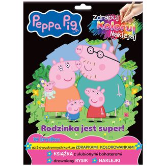 Świnka Peppa Rodzinka jest super!, zdrapuj, koloruj, naklejaj - zdjęcie produktu