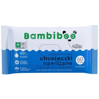 Bambiboo, chusteczki nawilżane z ekstraktem z bławatka, 60 sztuk - zdjęcie produktu