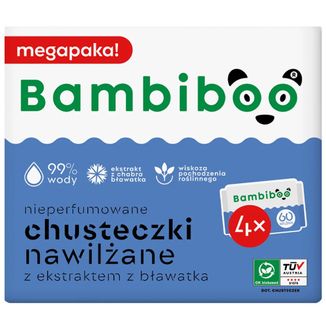 Bambiboo, chusteczki nawilżane z ekstraktem z bławatka, 4 x 60 sztuk - zdjęcie produktu
