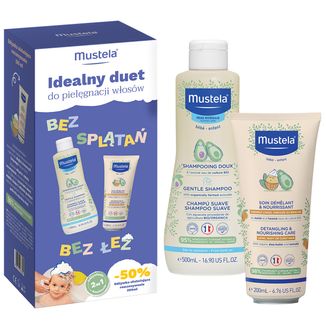 Zestaw Mustela Idealny Duet, delikatny szampon, 500 ml + odżywka ułatwiająca rozczesywanie włosów, 200 ml USZKODZONE OPAKOWANIE - zdjęcie produktu
