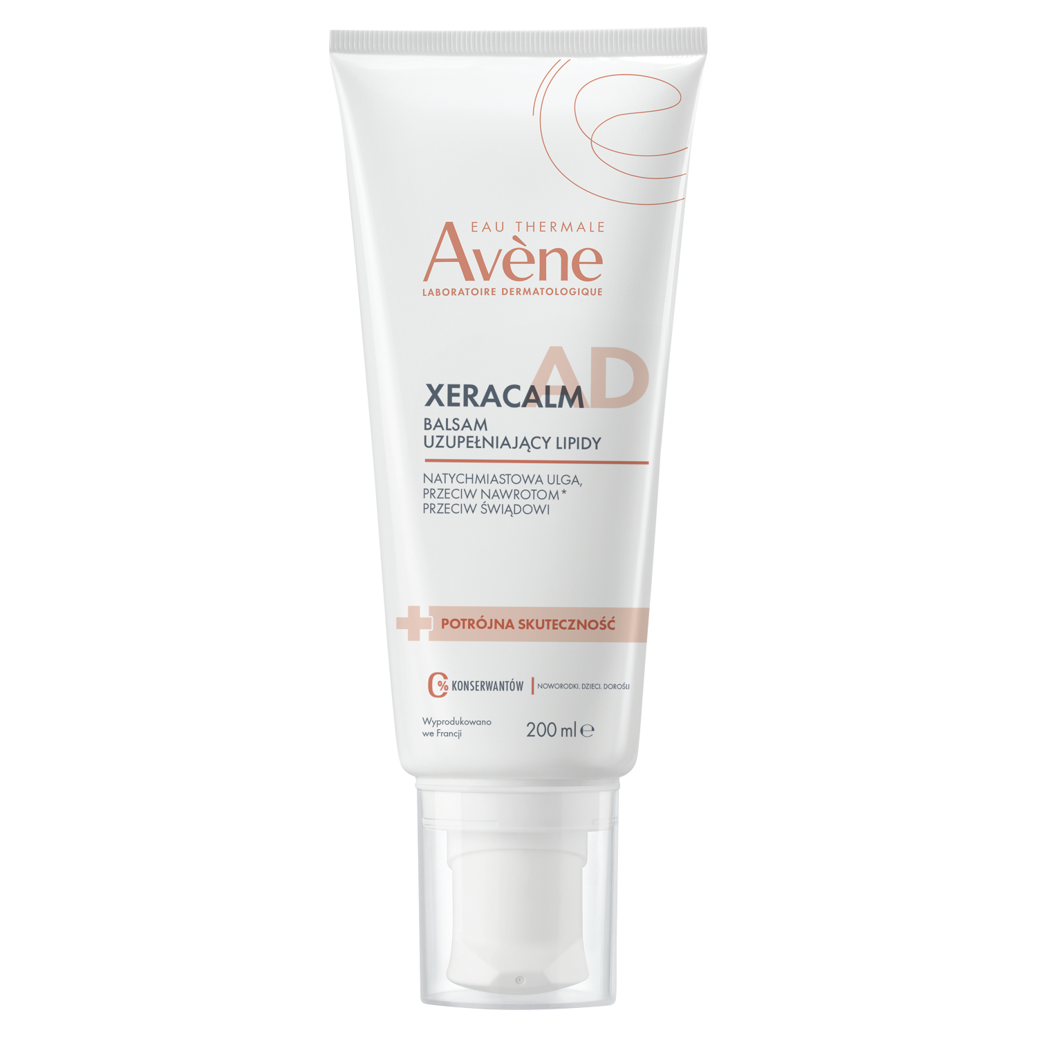 Avene Avene XeraCalm A.D, balsam uzupełniający lipidy do twarzy i ciała, skóra bardzo sucha, atopowa i swędząca, 200 ml — Składniki i ocena