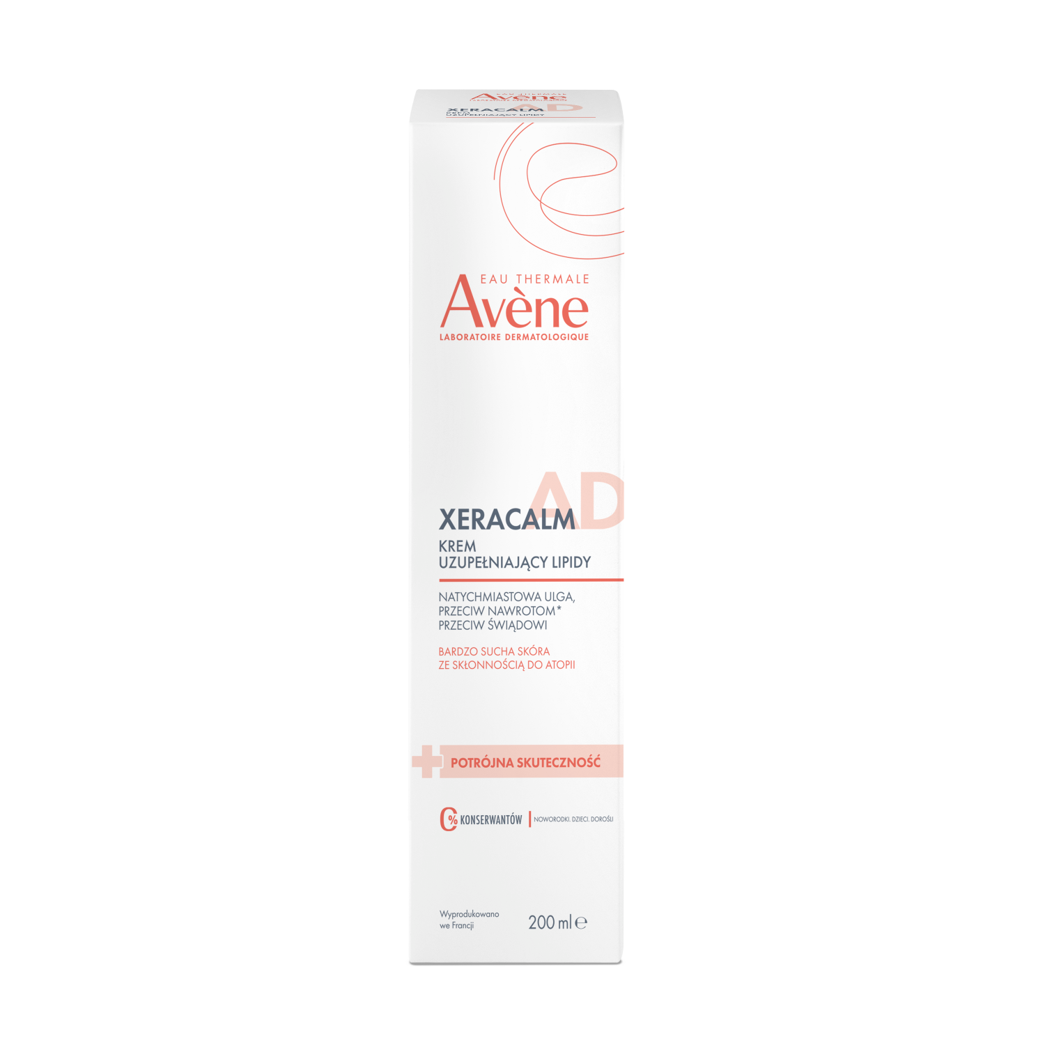 Avene Avene XeraCalm A.D, krem uzupełniający lipidy do twarzy i ciała, skóra bardzo sucha, atopowa i swędząca, 200 ml