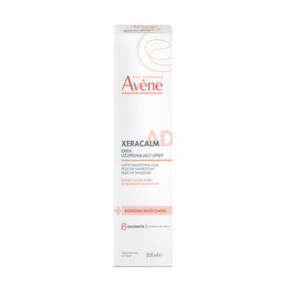 Avene XeraCalm A.D, krem uzupełniający lipidy do twarzy i ciała, skóra bardzo sucha, atopowa i swędząca, 200 ml Avene XeraCalm A.D, krem uzupełniający lipidy do twarzy i ciała, skóra bardzo sucha, atopowa i swędząca, 200 ml - zdjęcie produktu