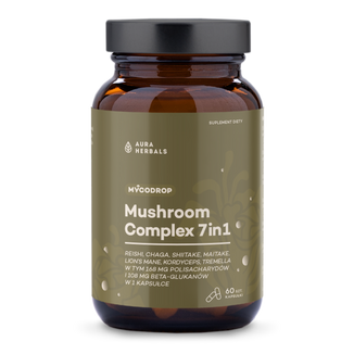 Aura Herbals Mycodrop Mushroom Complex 7w1, 60 kapsułek Aura Herbals Mycodrop Mushroom Complex 7w1, 60 kapsułek - zdjęcie produktu