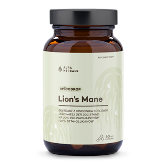 Aura Herbals Mycodrop Lion's Mane 30:1, 30% beta-glukan, 60 kapsułek - zdjęcie produktu