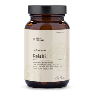 Aura Herbals Mycodrop Reishi 30:1, 30% beta-glukan, 60 kapsułek - zdjęcie produktu