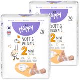 Zestaw Bella Baby Happy, pieluchy, rozmiar 2 Mini, 3-6 kg, 2 x 78 sztuk - miniaturka zdjęcia produktu