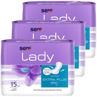 Zestaw Seni Lady, wkładki urologiczne, Extra Plus, 3 x 15 sztuk - zdjęcie produktu