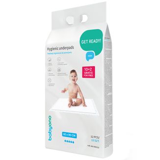 BabyOno, podkłady higieniczne do przewijania, 60 cm x 90 cm, 10 sztuk + 2 sztuki gratis - zdjęcie produktu
