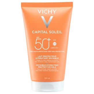 Vichy Capital Soleil, nawilżające mleczko ochronne do twarzy i ciała, SPF 50+, 150 ml - zdjęcie produktu