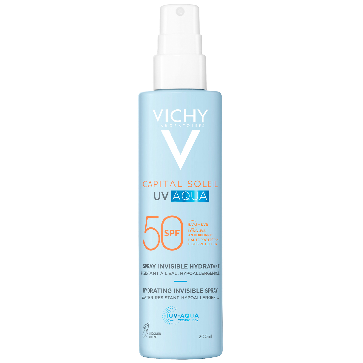 Vichy Vichy Capital Soleil UV-Aqua, schützend Spray für Gesicht und Körper, SPF 50, 200 ml