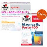 Doppelherz System Kollagen Beauty, smak pomarańcza i marakuja, 25 ml x 30 ampułek + Magnez-B6 Forte 400, 30 tabletek gratis - miniaturka zdjęcia produktu