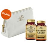 Zestaw Solgar Witamina D3 4000 IU, 60 kapsułek roślinnych + Włosy, Skóra, Paznokcie, 60 tabletek + kosmetyczka gratis - miniaturka zdjęcia produktu