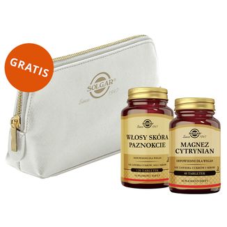 Zestaw Solgar Włosy, Skóra, Paznokcie, 120 tabletek + Magnez Cytrynian, 60 tabletek + kosmetyczka gratis - zdjęcie produktu