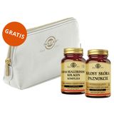 Zestaw Solgar Kwas Hialuronowy Kolagen kompleks, 30 tabletek +  Włosy, Skóra, Paznokcie, 60 tabletek + kosmetyczka gratis - miniaturka zdjęcia produktu