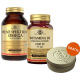 Zestaw Solgar Pełne Spektrum Omega Olej z Łososia, 120 kapsułek + Witamina D3 2200 IU, 50 kapsułek + pudełeczko na suplementy gratis - miniaturka zdjęcia produktu