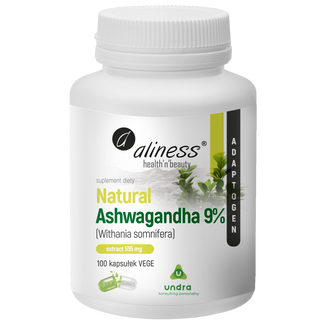 Aliness Natural Ashwagandha 555 mg, 9% witanolidów, 100 kapsułek vege - zdjęcie produktu