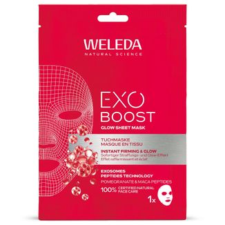 Weleda Exo Boost Glow, maseczka w płachcie z granatem i peptydami maca, 20 ml - zdjęcie produktu