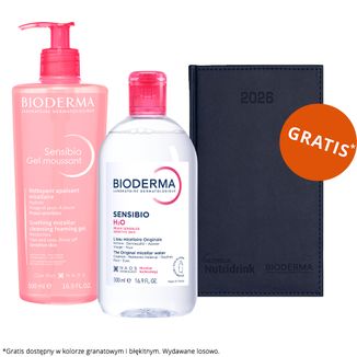 Zestaw Bioderma Sensibio Gel Moussant, łagodzący żel micelarny do mycia twarzy, 500 ml + woda micelarna, skóra wrażliwa, 500 ml + kalendarz książkowy na 2026 rok gratis Zestaw Bioderma Sensibio Gel Moussant, łagodzący żel micelarny do mycia twarzy, 500 ml + woda micelarna, skóra wrażliwa, 500 ml + kalendarz książkowy na 2026 rok gratis - zdjęcie produktu