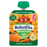 BoboVita Superbohater Mus w tubce, dynia z marchewką i jabłkiem, po 6 miesiącu, 80 g - miniaturka zdjęcia produktu