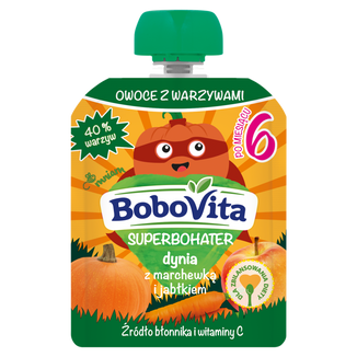 BoboVita Superbohater Mus w tubce, dynia z marchewką i jabłkiem, po 6 miesiącu, 80 g - zdjęcie produktu