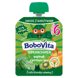 BoboVita Superbohater Mus w tubce, szpinak z jabłkiem i kiwi, po 6 miesiącu, 80 g - miniaturka zdjęcia produktu