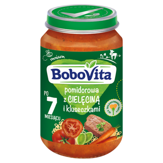 BoboVita Pomidorowa z cielęciną i kluseczkami, po 7 miesiącu, 190 g - zdjęcie produktu