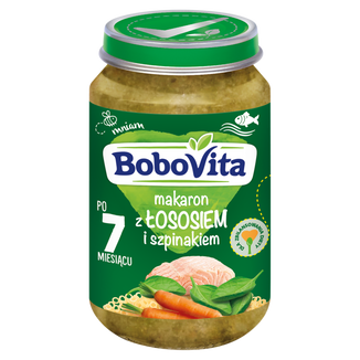 BoboVita Makaron z łososiem i szpinakiem, po 7 miesiącu, 190 g - zdjęcie produktu