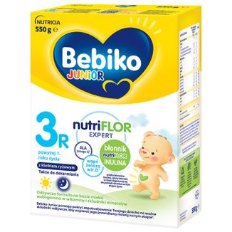 Bebiko Junior 3R Nutriflor Expert, odżywcza formuła na bazie mleka z kleikiem ryżowym, powyżej 1 roku, 550 g USZKODZONE OPAKOWANIE Bebiko Junior 3R Nutriflor Expert, odżywcza formuła na bazie mleka z kleikiem ryżowym, powyżej 1 roku, 550 g USZKODZONE OPAKOWANIE - zdjęcie produktu