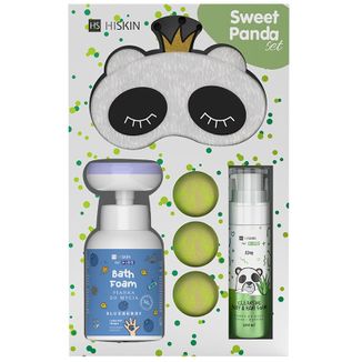 Zestaw HiSkin Kids Panda, pianka do mycia, 300 ml + pianka do mycia ciała i włosów, 200 ml + kule do kąpieli, 10 g x 3 sztuki + opaska na oczy, 1 sztuka Zestaw HiSkin Kids Panda, pianka do mycia, 300 ml + pianka do mycia ciała i włosów, 200 ml + kule do kąpieli, 10 g x 3 sztuki + opaska na oczy, 1 sztuka - zdjęcie produktu