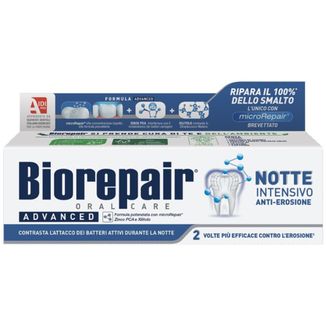 Biorepair Intensive Night Anti-Erosion, pasta do zębów bez fluoru na noc, intensywna nocna odbudowa, 75 ml Biorepair Intensive Night Anti-Erosion, pasta do zębów bez fluoru na noc, intensywna nocna odbudowa, 75 ml - zdjęcie produktu