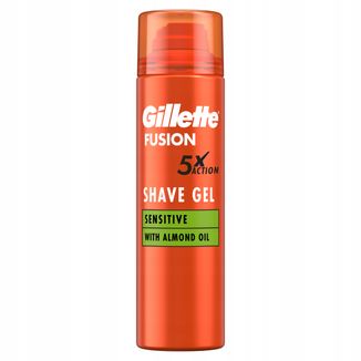 Gillette Fusion 5 X Action, żel do golenia z olejkiem migdałowym, 200 ml USZKODZONE OPAKOWANIE Gillette Fusion 5 X Action, żel do golenia z olejkiem migdałowym, 200 ml USZKODZONE OPAKOWANIE - zdjęcie produktu