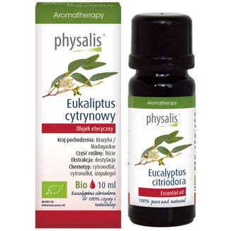 Physalis, olejek eteryczny, eukaliptus cytrynowy bio, 10 ml Physalis, olejek eteryczny, eukaliptus cytrynowy bio, 10 ml - zdjęcie produktu