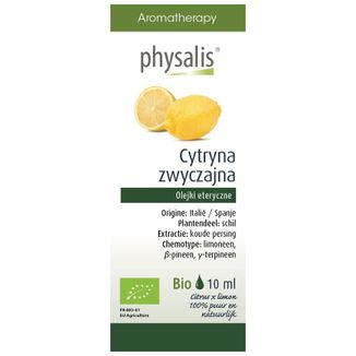 Physalis, olejek eteryczny, cytryna zwyczajna bio, 10 ml Physalis, olejek eteryczny, cytryna zwyczajna bio, 10 ml - zdjęcie produktu