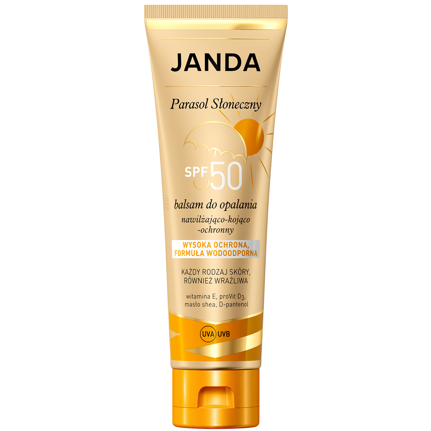 Nieznana Janda Parasol Słoneczny, nawilżająco-wygładzający balsam do opalania, SPF 50, 50 ml — Składniki i ocena