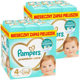 Zestaw Pampers Premium Care 4 (9-14 kg), pieluchy, 2 x 174 sztuki Zestaw Pampers Premium Care 4 (9-14 kg), pieluchy, 2 x 174 sztuki - zdjęcie produktu