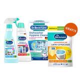 Zestaw Dr. Beckmann, środek do czyszczenia zmywarek, 75 g + spray do lodówek i zamrażarek, 250 ml + środek do odkamieniania, 250 ml + listki czyszczące, 20 sztuk gratis - miniaturka zdjęcia produktu