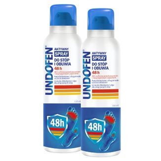 Zestaw Undofen Aktywny spray, do stóp i obuwia, 48 h, 2 x 150 ml - zdjęcie produktu